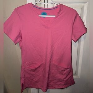 Women's Pink V-Neck Short Sleeve Scrub Top